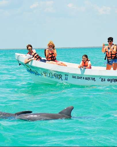 Recorrido en lancha con delfines en Sian Ka'an